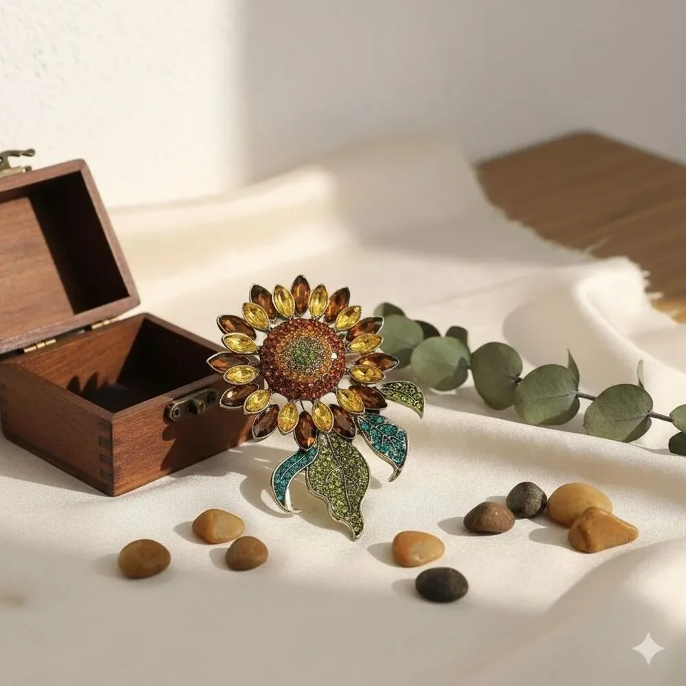 Sparkling Sunflower Crystal Brooch: A Ray of Sunshine for Your Collection New